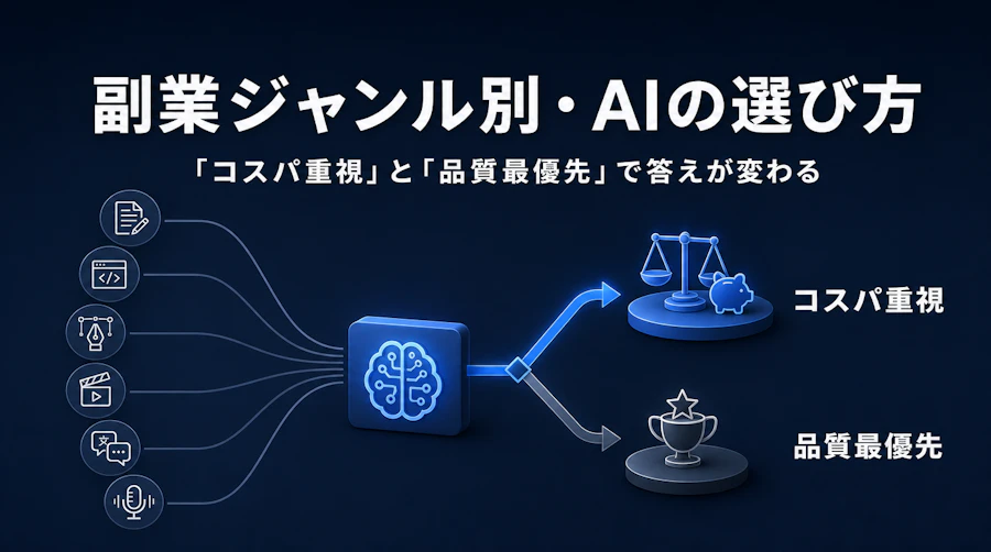 副業別・AI選びガイド|コスパ重視ならこれ、品質最優先ならこれ【2026年8月】