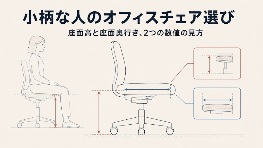 小柄な人のオフィスチェア選び|座面奥行き調整で腰痛を防ぐ