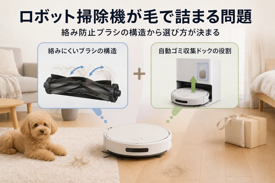 ロボット掃除機が毛で詰まる問題｜猫の毛・抜け毛に強いブラシの選び方
