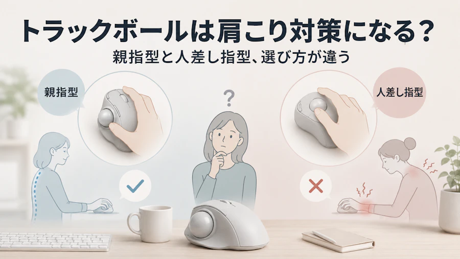 トラックボールは肩こり・腱鞘炎対策になる?親指型と人差し指型の選び方