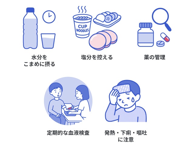 高ナトリウム血症で気をつけるべきことを説明する図です
