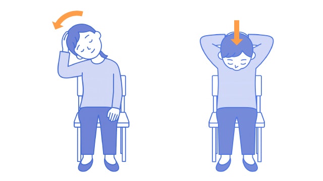 肩こりに効果的なストレッチを説明する図です