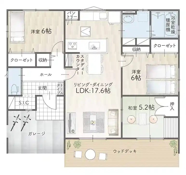 平屋3LDK～4LDK（27坪プラン）間取り