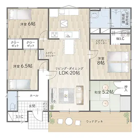 平屋3LDK～4LDK（30坪プラン）間取り