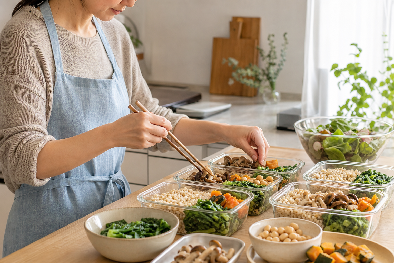無理なく腸活を続けるために食事を準備する様子