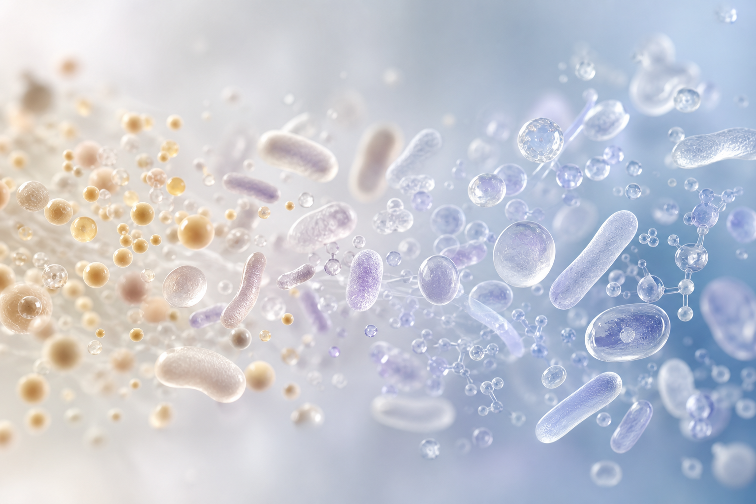 大豆イソフラボンのダイゼインが腸内細菌によってエクオールへ変換される科学的イメージ