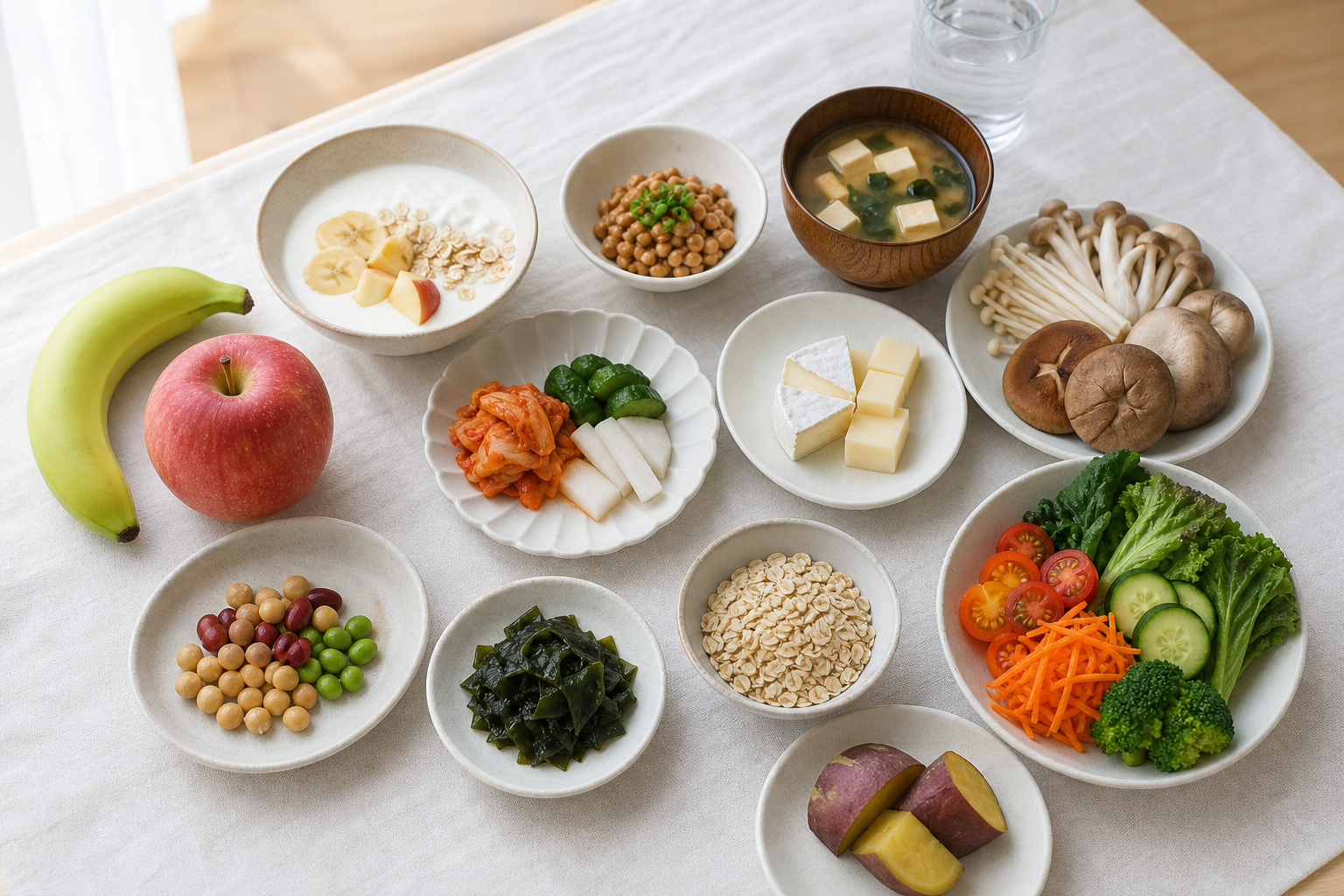 発酵食品と発酵性食物繊維を取り入れた腸活ダイエットの食卓