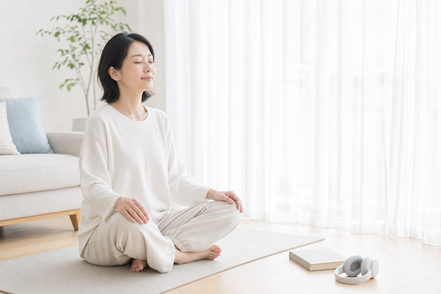 音楽や読書でリラックスタイムを過ごす様子