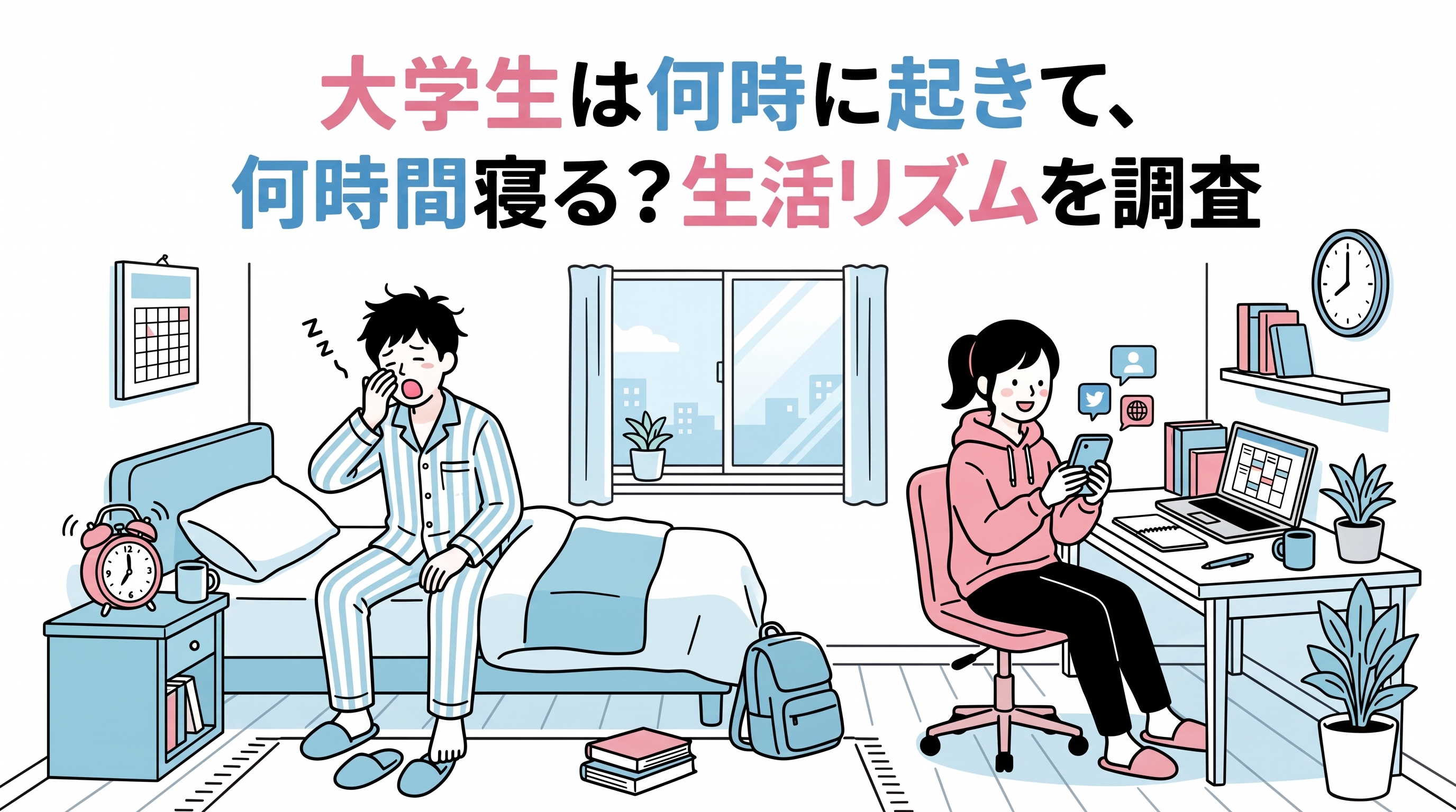 何時に起きて、何時間寝る?生活リズムを調査