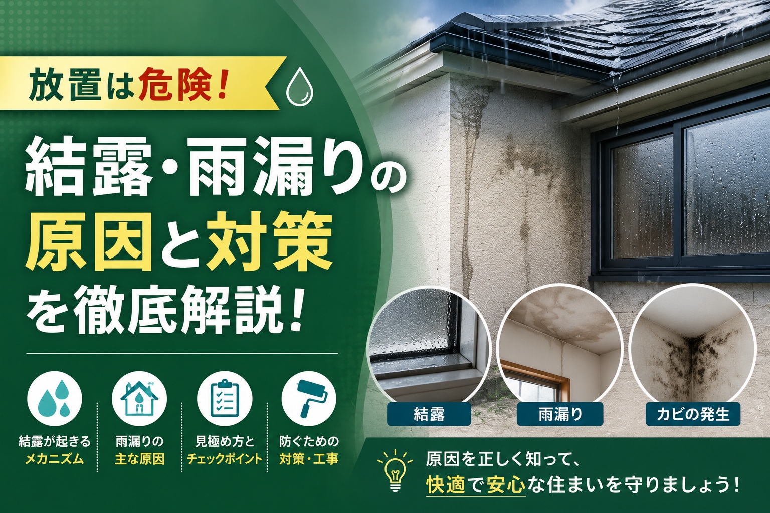 冬の結露を放置するとどうなる？原因と対策を解説