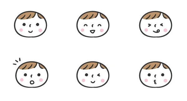 こどものいろいろな表情の顔