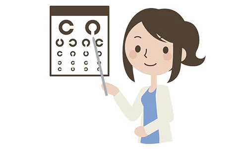 視力検査をしている女性