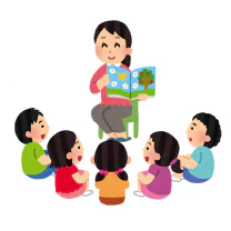イラスト_読み聞かせをする保育士さん