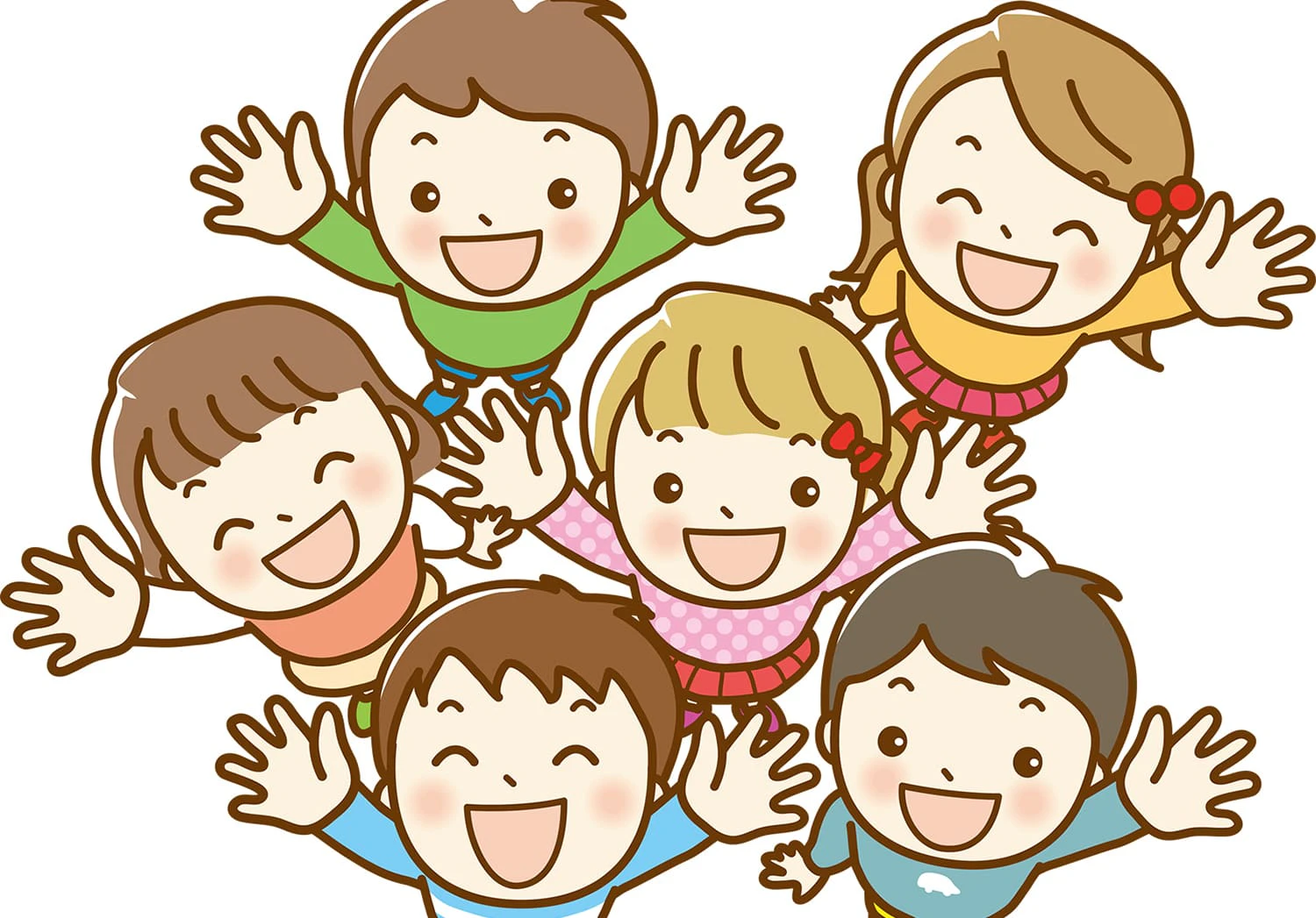 笑顔で見上げる子どもたちのイラスト