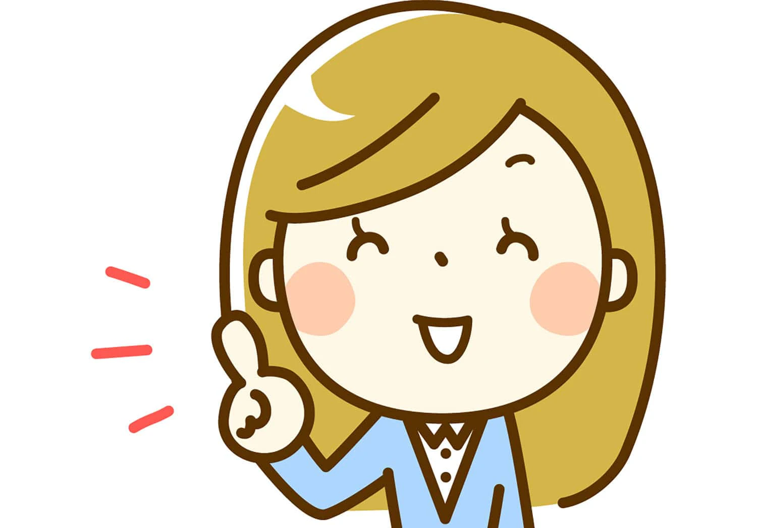 人差し指を立てる女性のイラスト