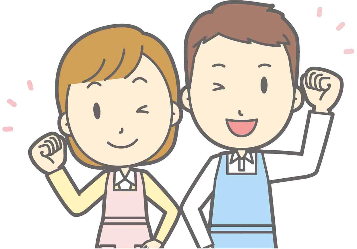 ガッツポーズをする男女