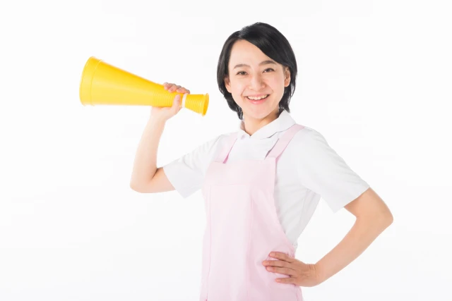 メガホンを持った看護師さん