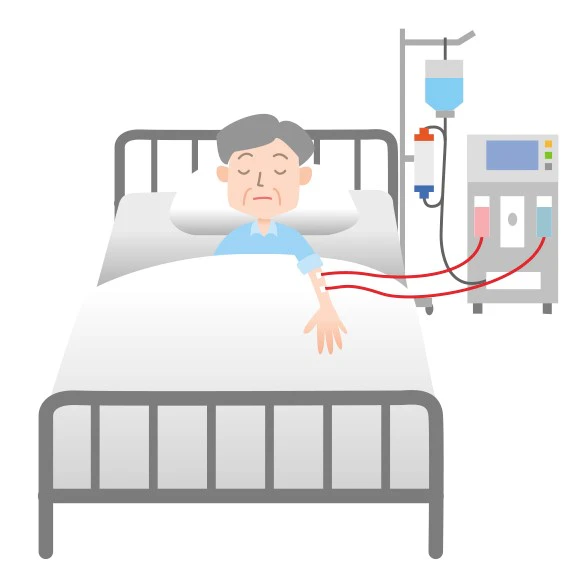 オーバーナイト透析を受けている患者さんのイラスト