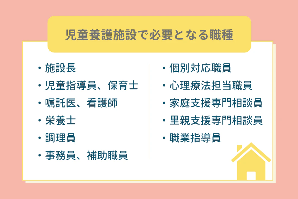 児童養護施設で必要となる職種