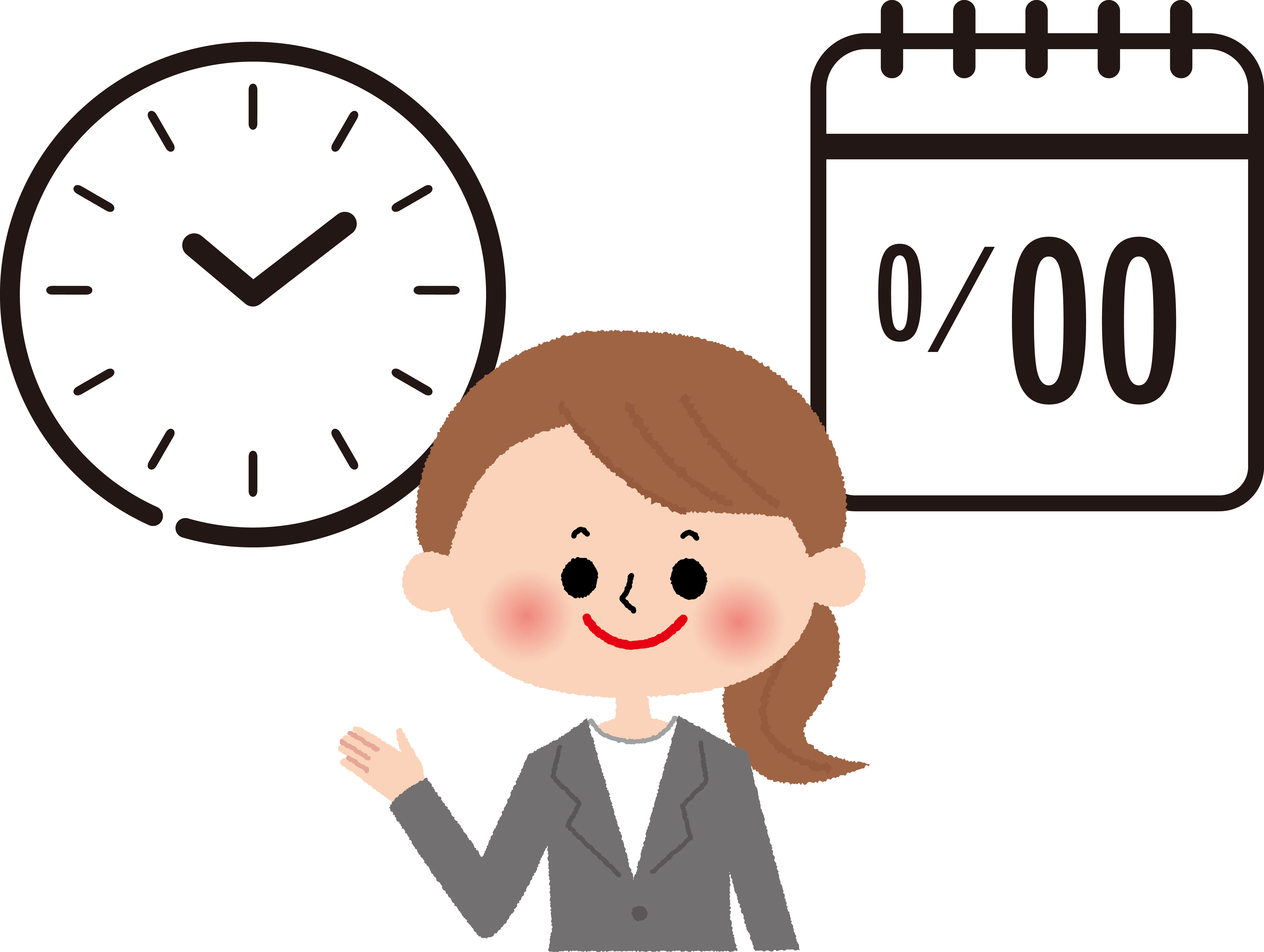 時計とカレンダーと保育士