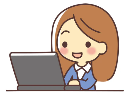 パソコンを打っている女性