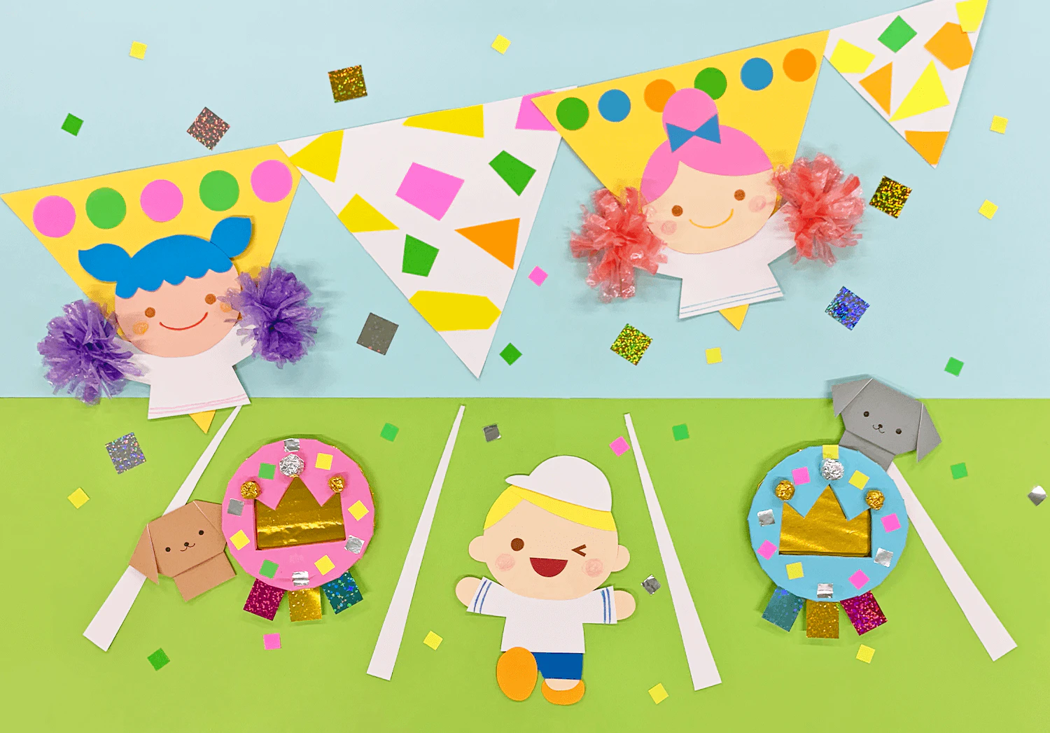 10月の壁面「みんなで応援！運動会」