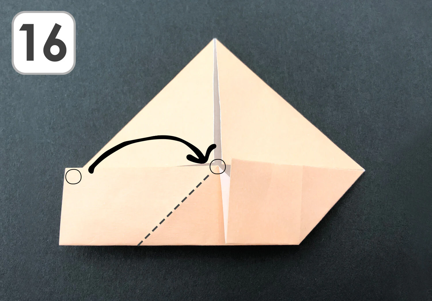 おりがみ　みのむし顔折り方8