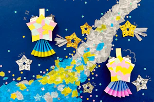 七夕の夜空の壁面飾り