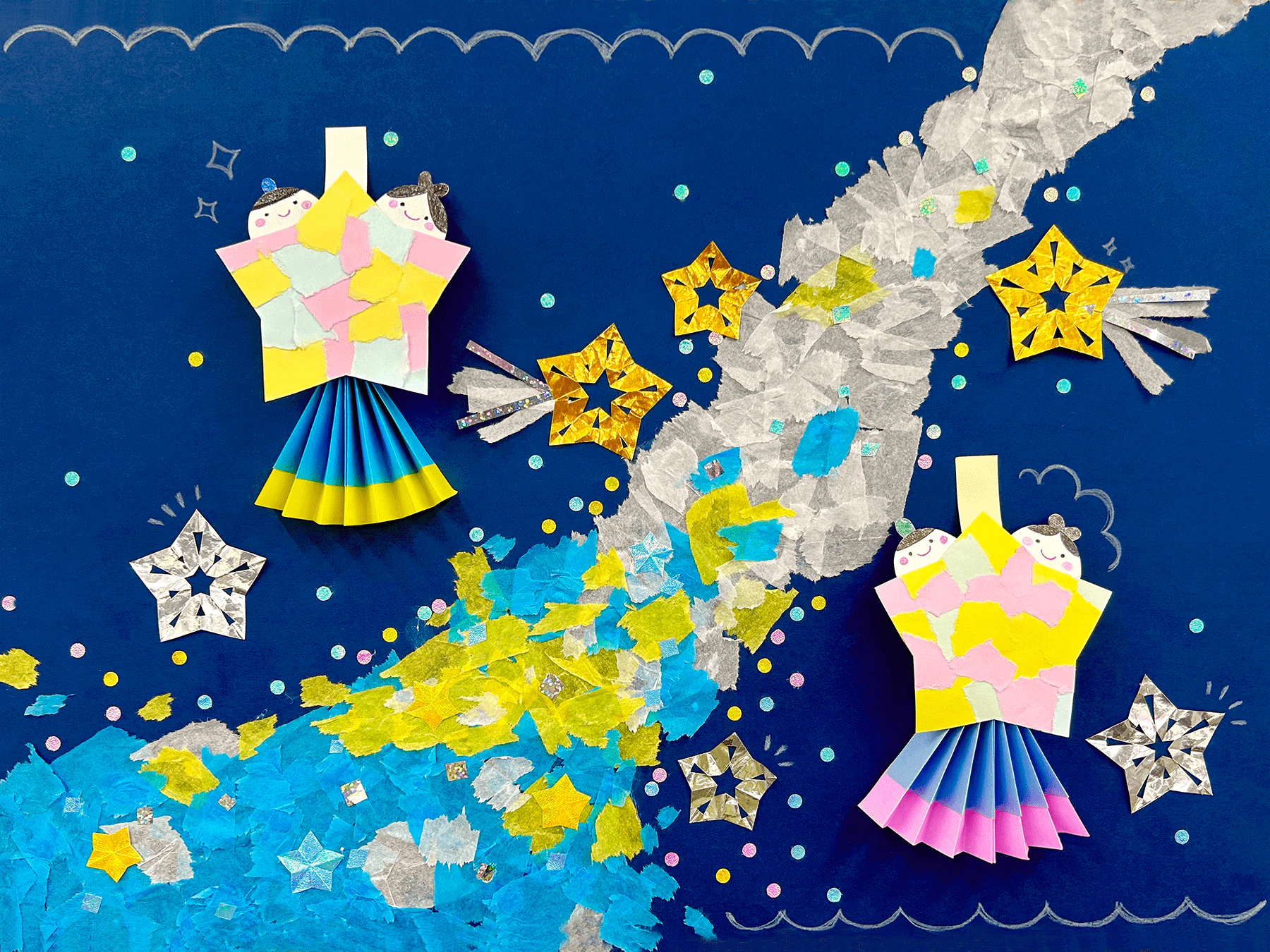 7月の壁面 「七夕の夜空」