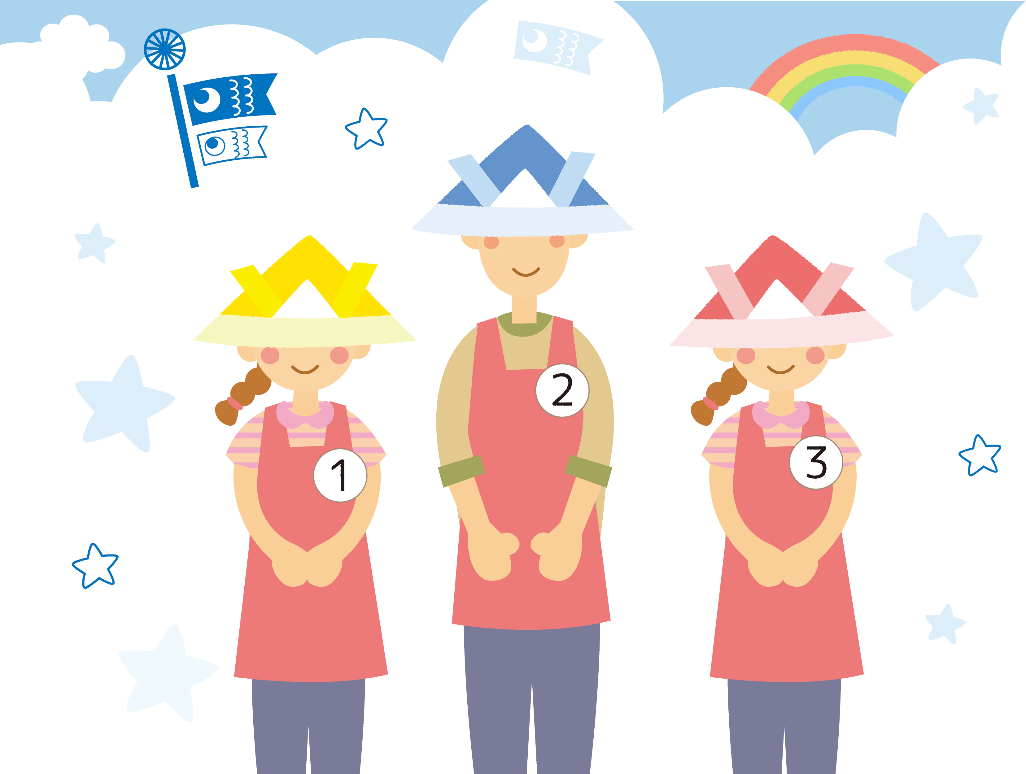 兜をかぶった保育士