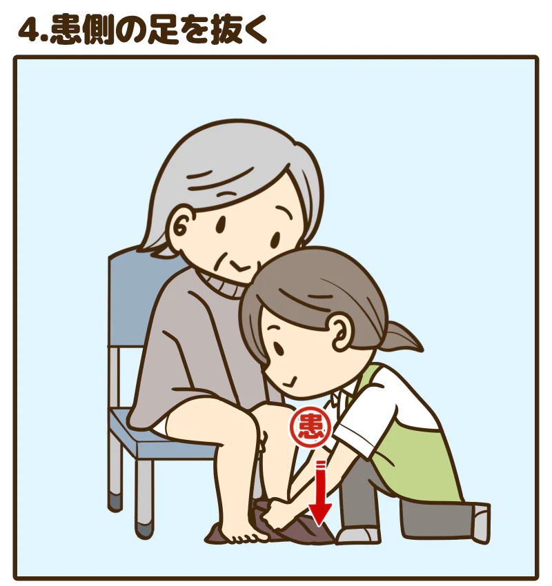 4.患側の足を抜く