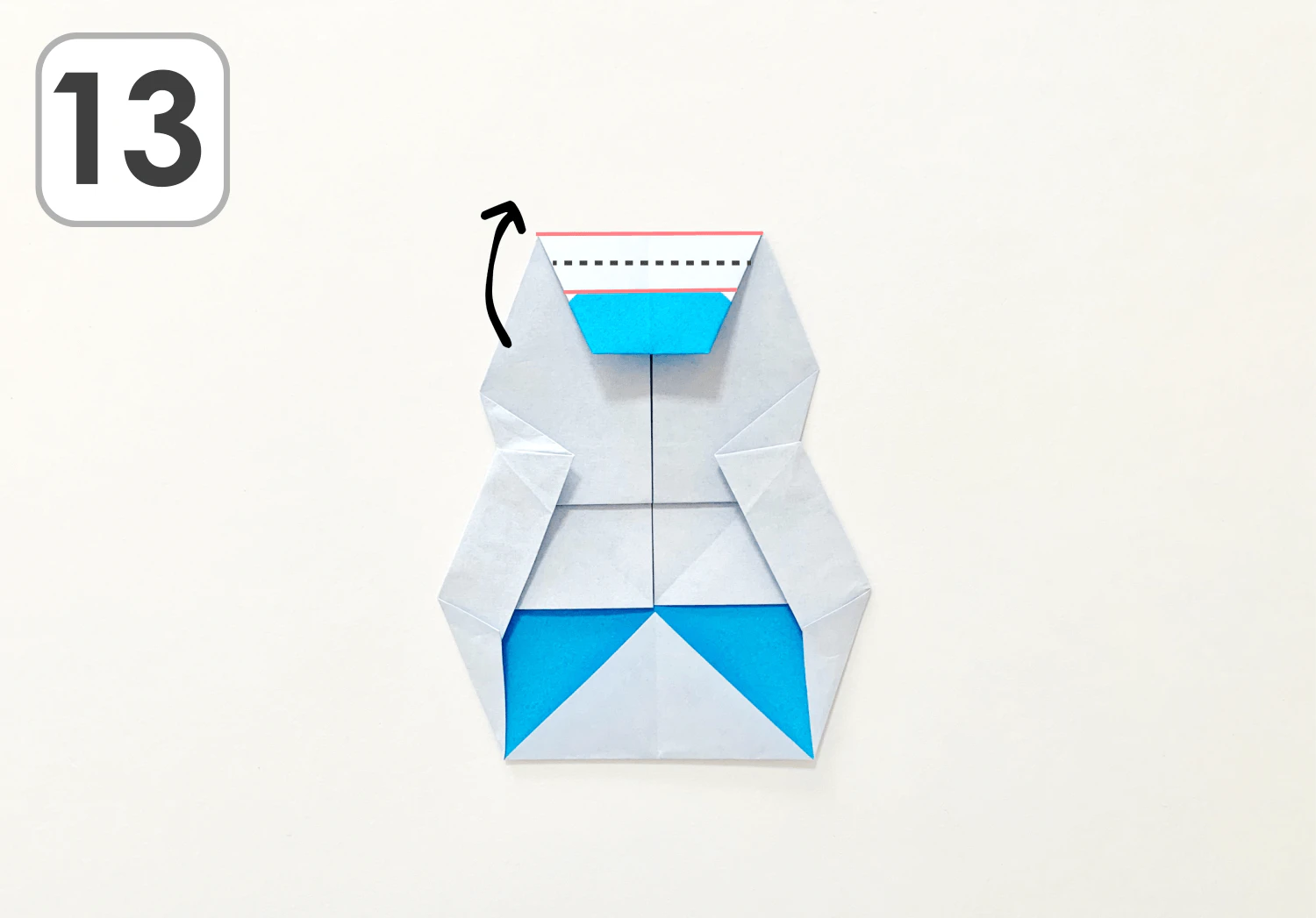 折り紙による雪だるまの製作手順13