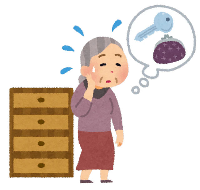 鍵を置いている場所を思い出せない認知症の高齢者