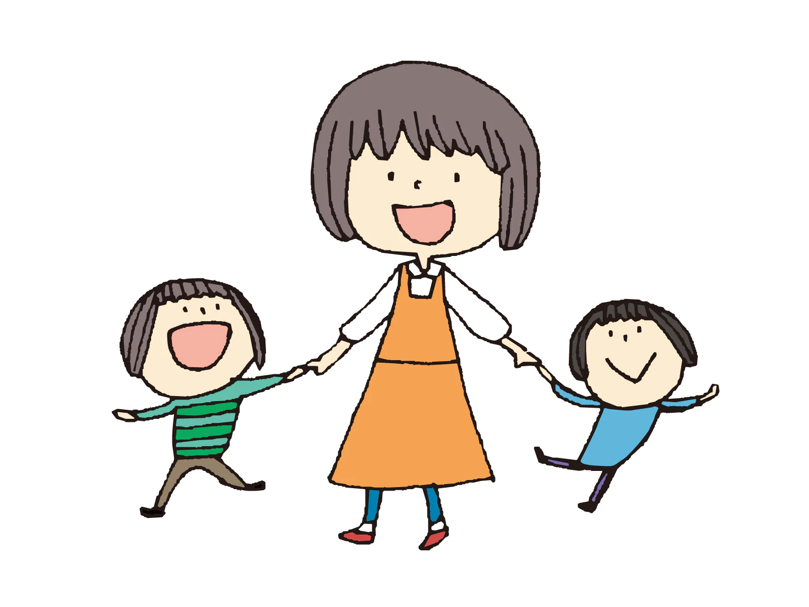 保育士と手をつなぐ子ども