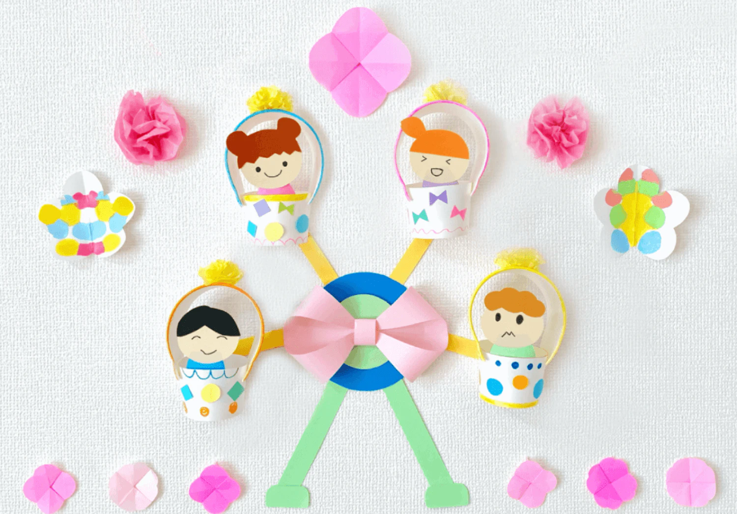 春の観覧車の壁面