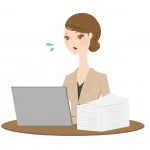 忙しそうに働く女性のイラスト