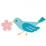 花びらを加えた鳥