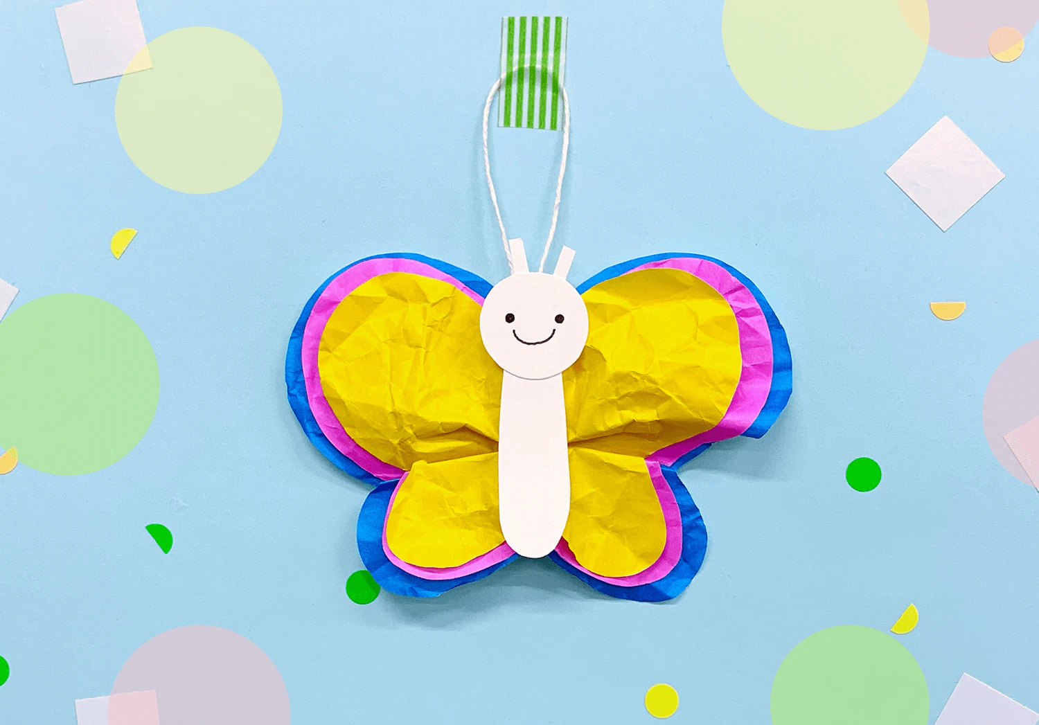 くしゃくしゃおりがみのちょうちょの製作