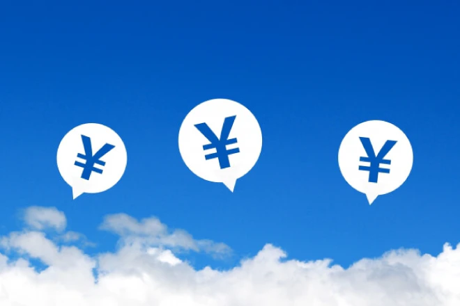 空に円マークが浮いている