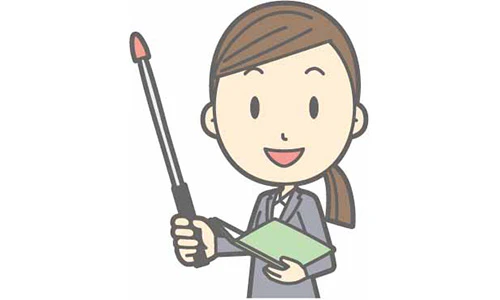 指示棒を持っているスーツの女性