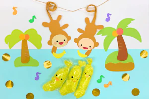 南の島のおさるさんとバナナの壁面デザイン