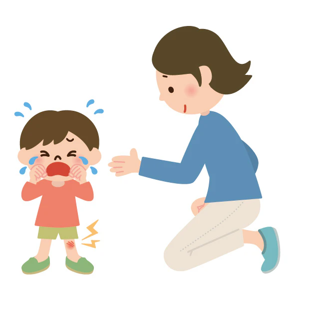 泣く子どもを慰める様子