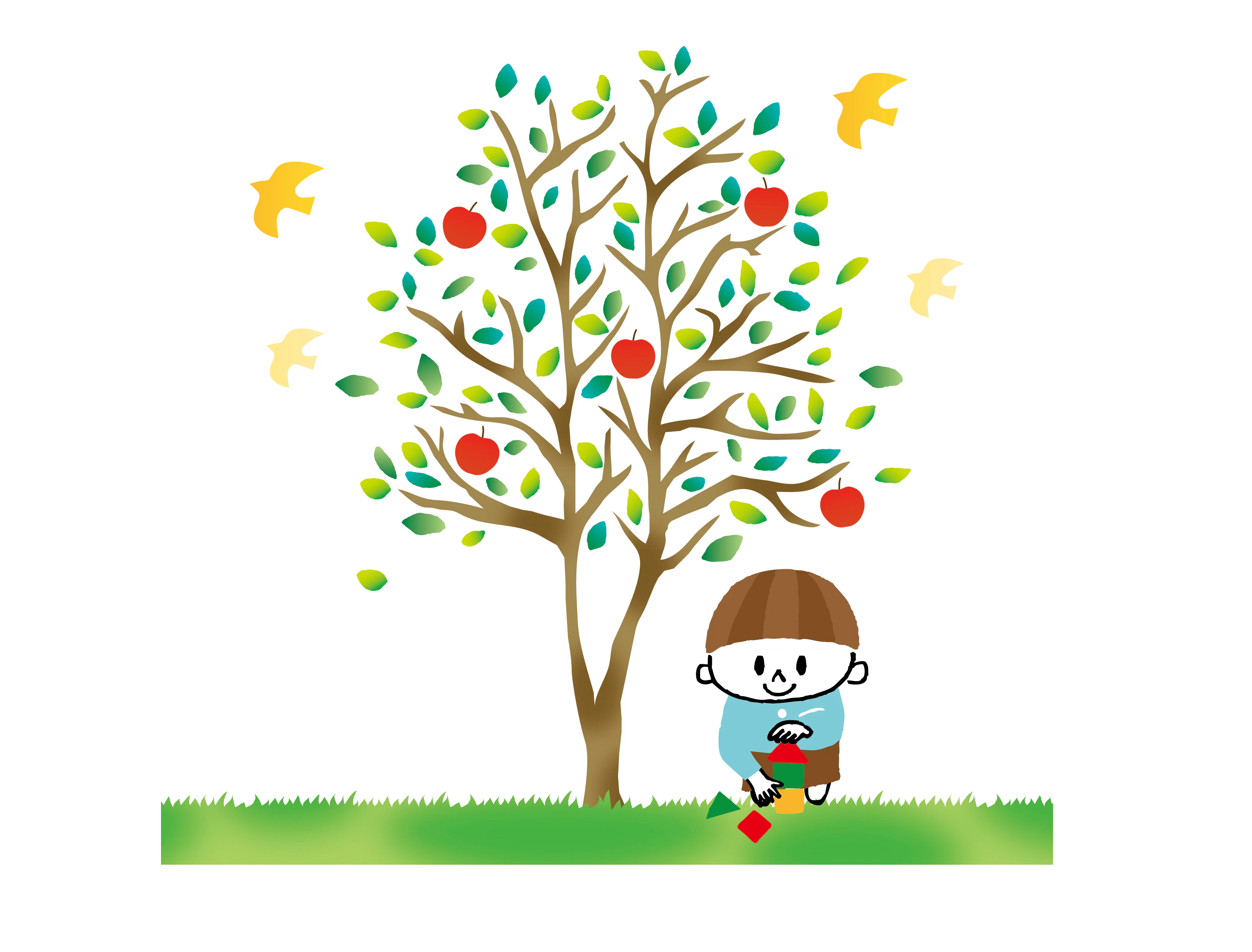 木と遊ぶ子ども