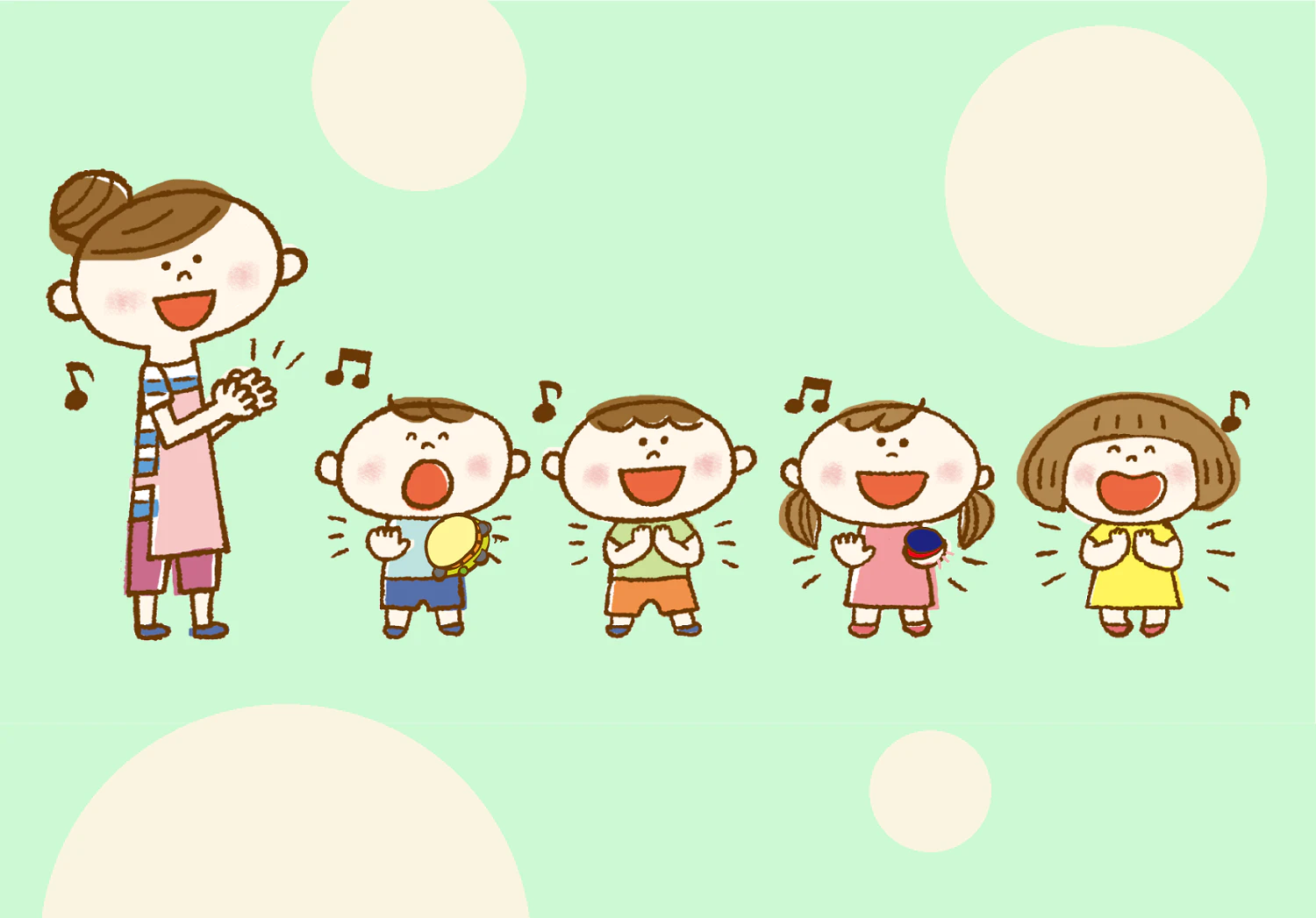 歌う保育士と子どもたち