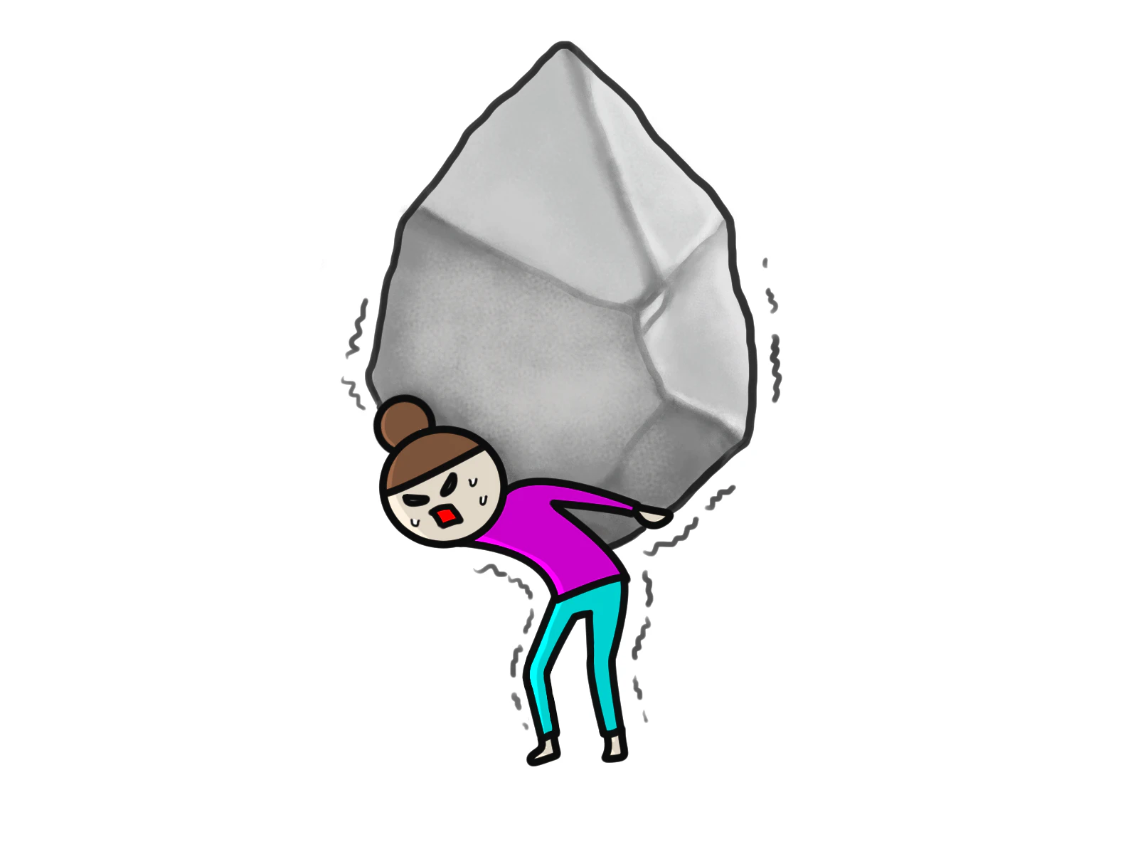 大きな石を背負う女性