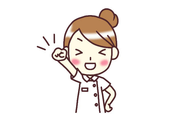 右腕をかかげる看護師