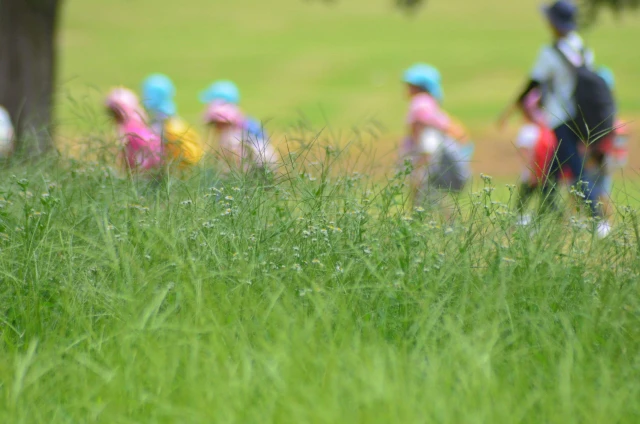 公園を歩く子供たち