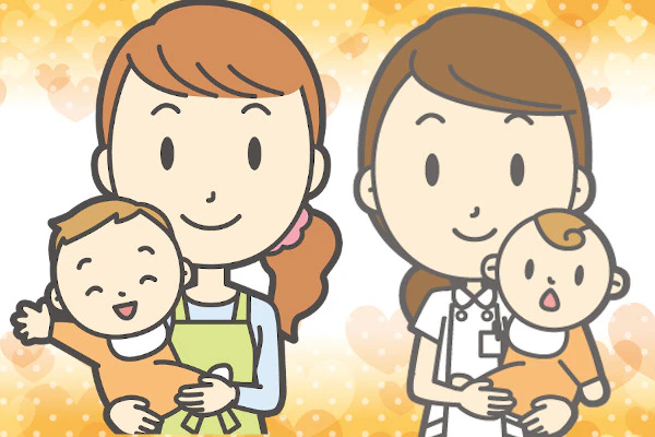 赤ちゃんを抱っこしている看護師