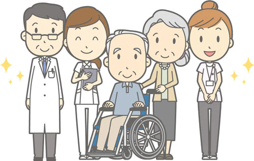 患者さん夫婦と医師看護師などが並んで立っている