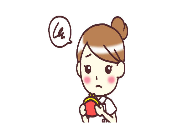 財布を持ってガッカリする看護師